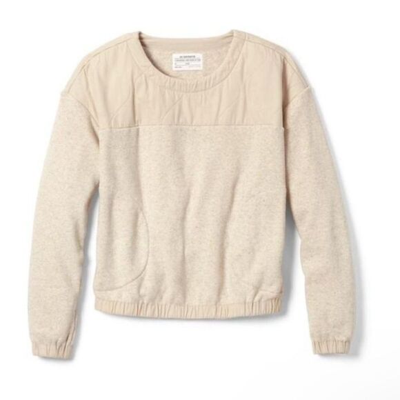 REl Small Cooperative Nook Quilted Sweatshirt Heathered Macadamia Brushed Fleece - Picture 1 of 8